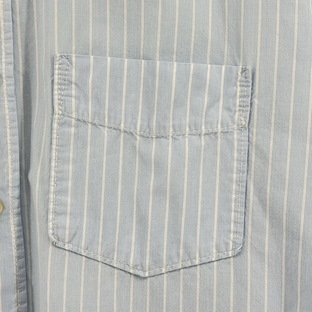 Mens H&M LOGG Striped Long Sleeve Button Front Blue Cotton Shirt Size XL Casual - Picture 5 of 16